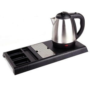 Set bollitore per camere d'hotel in acciaio inox da 1,2 litri con vassoio in abs modello TM-BO-VA