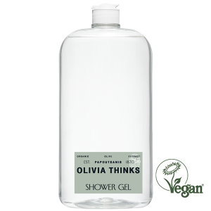 Gel Doccia in ricarica da 1000 ml. per la Linea Cortesia OLIVIA THINKS ordinabile da 1 ricarica in bottiglia