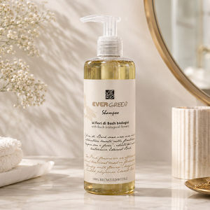 Shampoo in flacone dispenser PRESS WASH da 300 ml. della Linea Cortesia VERO EVERGREEN ordinabile da 1 flacone