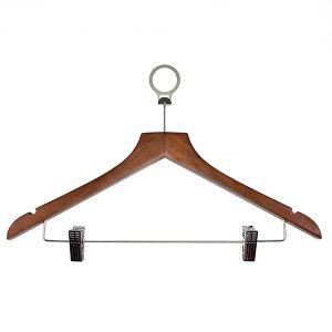 Grucce con anello antieffrazione in legno massello scuro e clips AL-GASC acquistabile da 5 grucce