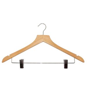 Grucce con gancio in legno massello chiaro e clips AL-GGCC acquistabile da 5 grucce