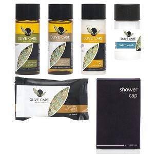 SET CORTESIA 5 per piccole quantità della Linea Cortesia OLIVE CARE composto da 300 PRODOTTI